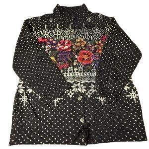 Carol Little Quilted Floral Button Front Jacket Size S